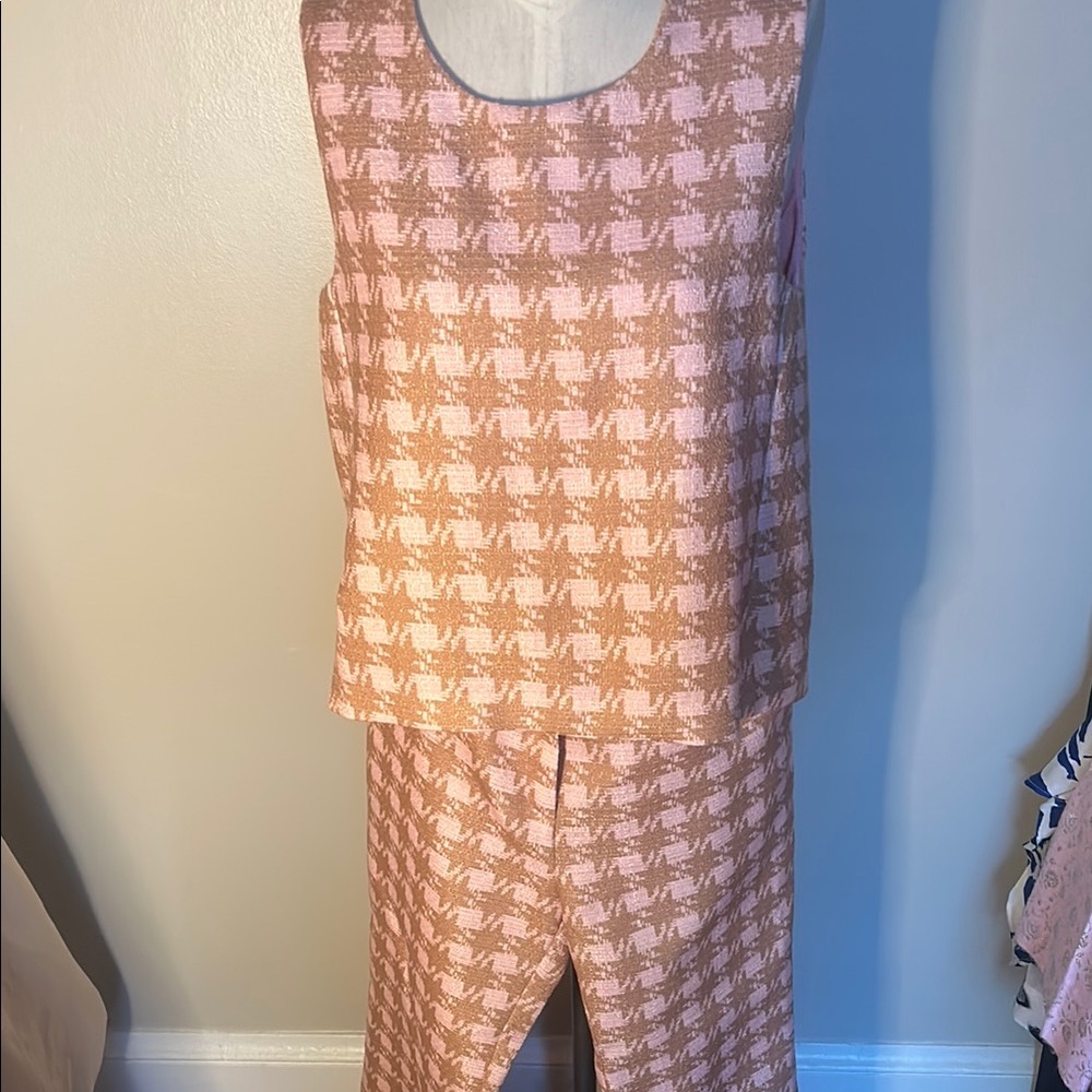 JB by Julie Brown Pink and White Cropped Jumpsuit